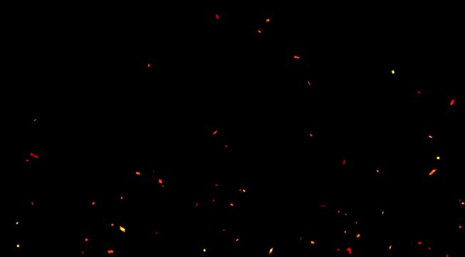 Abstract colorful confetti explosion with dynamic particle motion on black screen, festive 4k seamless loop for modern celebration, corporate event, and joy-filled visual effects.