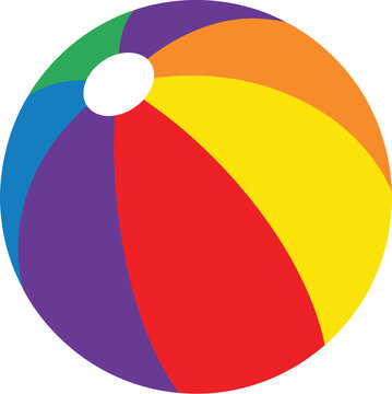 Colorful beach ball, rainbow beachball, vector illustration, summer fun
