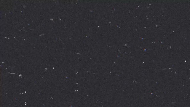 Grainy static overlay with glitches and subtle white dashes on dark background, vintage television interference effect, seamless loop.