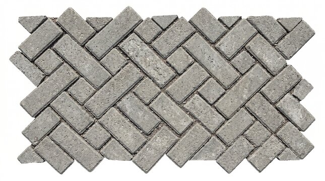 Gray brick pavers in herringbone pattern.