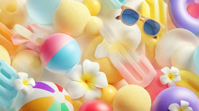 Summer objects transparent background
