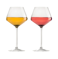 Obraz premium Rose and white wine in glasses on transparent background