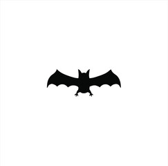 Fototapeta premium Bat silhouette represents a nocturnal mammal flying with its wings spread out in a minimalist black shape.