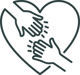 Fototapeta premium Heart Hands Symbol, Caring Gesture Icon, Love Support Vector, Helping Hands Heartbeat