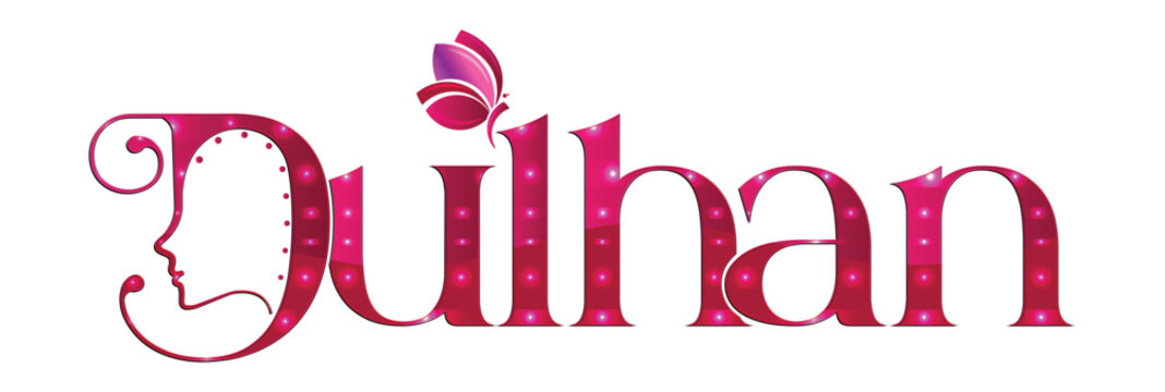 Dulhan Hindi Typography Logo for Indian Wedding Invitation Bridal Branding and Marriage Celebration Vector Design