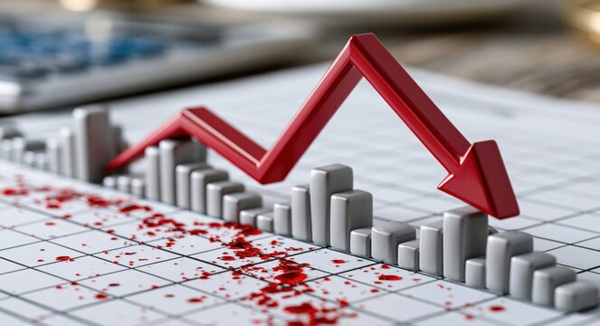 Red Arrow Graph Illustrating Financial Downturn, Stock Market Decline, and Economic Recession