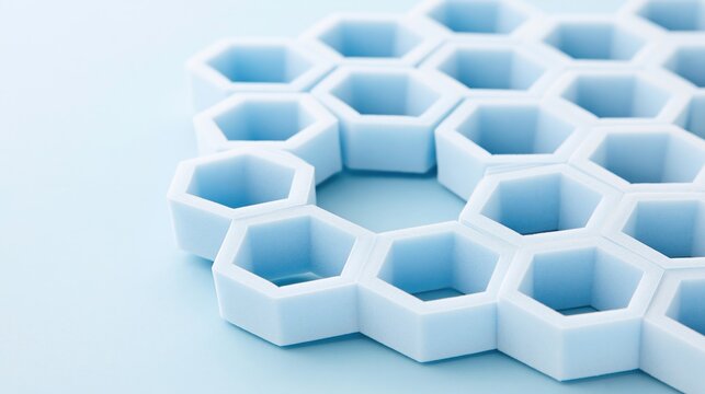 Hexagonal tiles arranged in repeating pattern on flat surface