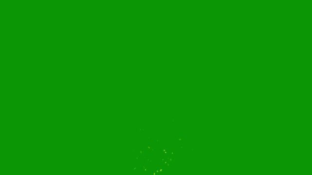 Blue red yellow and green confetti explosion isolated alpha channel animation on green screen background, opening celebration and black friday big sale shopping social media motion design element. 4k