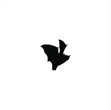 Bat silhouette represents a nocturnal mammal flying through the dark night sky in this high contrast graphic element.