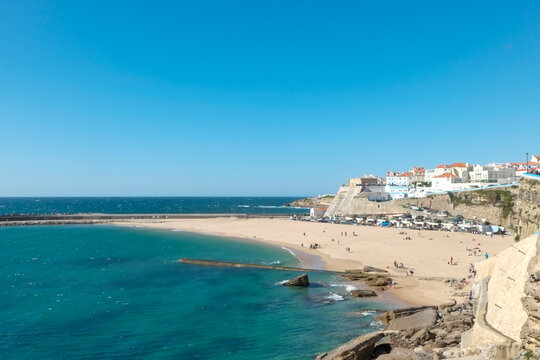 Beach and coastal town view in Ericeira