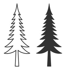 Fototapeta premium pine tree silhouette icon line art set vector illustration on transparent background