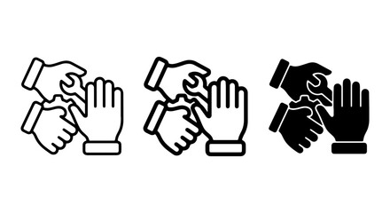 Obraz premium Teamwork Icons, Collaboration Hands, Unity Symbol Vector Set