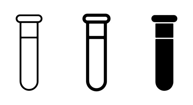 Test Tube Icons, Laboratory Glassware Vector Set, Science Experiment Equipment