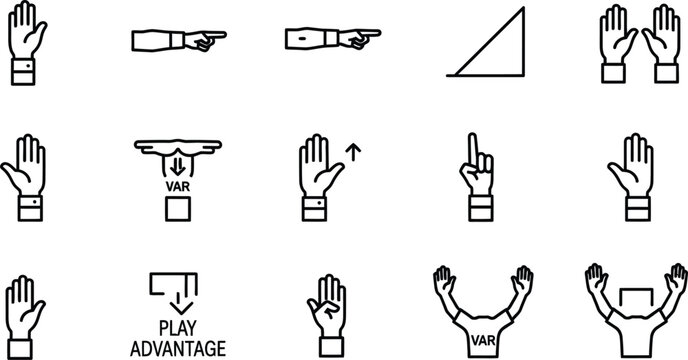 Var football hand gesture icons