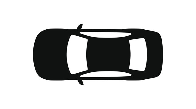 Top view of a car with a minimalist and modern design on a white background