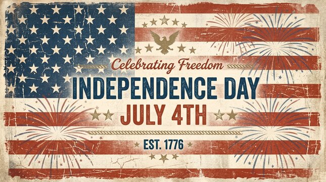 Vintage american flag celebrating freedom on independence day july 4th