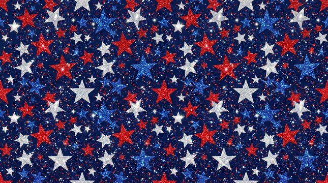 Glittery red white and blue star pattern for patriotic decor and crafts