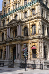 Fototapeta premium Historic municipal building facade in Old Montreal