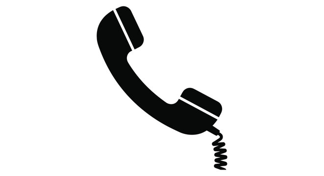 Telephone handset icon black silhouette on white background