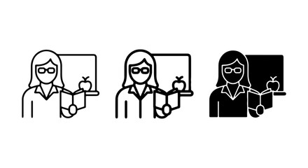 Fototapeta premium Teacher Icons Set, Education Symbols, Classroom Graphics, School Vector Art