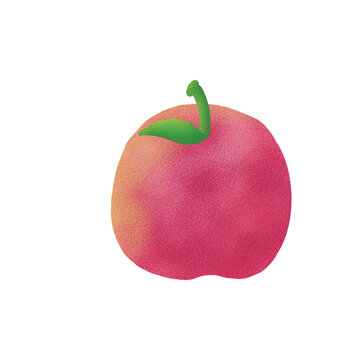 Peach Rustic fruit clipart set with noise texture. Transparent background, perfect for die-cut stickers.
