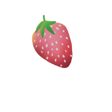 Strawberry Rustic fruit clipart set with noise texture. Transparent background, perfect for die-cut stickers.