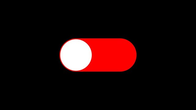 Gray toggle switch off animation, minimalist UI button motion graphic, digital deactivation slider on black background, professional interface interaction element.