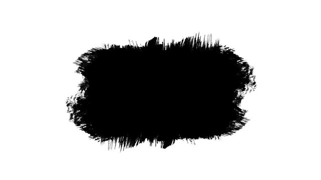 Grunge paint texture reveal animation, black ink splatter motion graphic, abstract brush stroke transition on white background, creative artistic reveal effect.