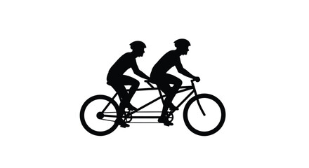 Fototapeta premium Tandem bicycle with two riders black silhouette