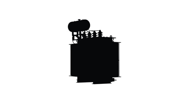 Electrical transformer silhouette on a white background