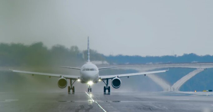 Plane Taking Off in the Rain