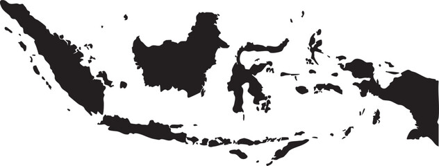 Black silhouette map of Indonesia a minimalist vector illustration for geography travel and business concepts isolated on white background © Faizan