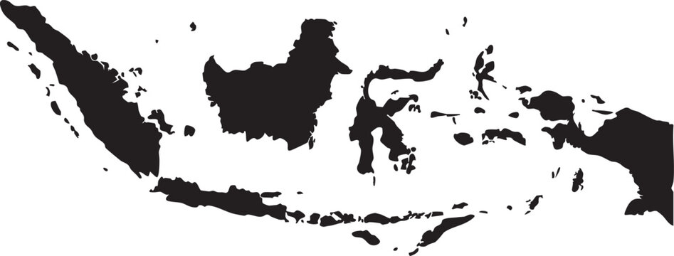 Black silhouette map of Indonesia a minimalist vector illustration for geography travel and business concepts isolated on white background