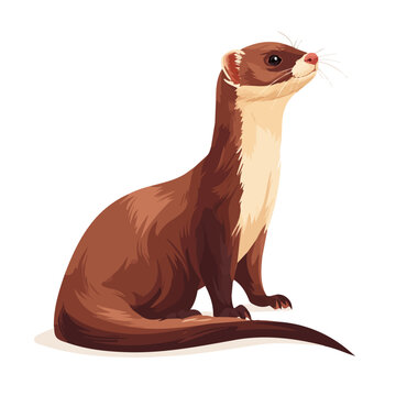 2D flat vector graphic of a Weasel in icon style, isolated on white background
