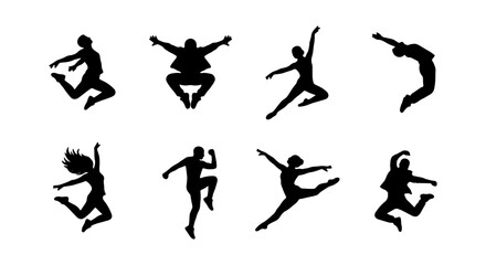 Dynamic Silhouette Dancers, 8 Figures, Modern Ballet Poses, Energetic Movement Vector Set © ImageScape