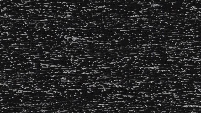 Abstract static noise on a television screen creating a vintage vhs effect with glitching lines and pixels.