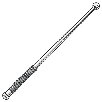 Sleek Metal Baton with Textured Grip and Spherical Ends