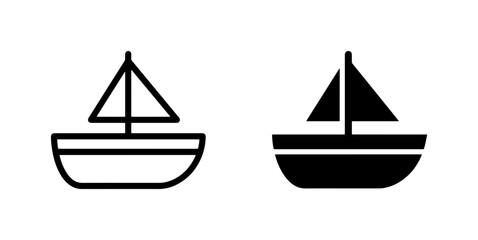 Sailboat Icons: Simple Line Art and Solid Black Vector Graphics for Nautical Themes © Jannatul