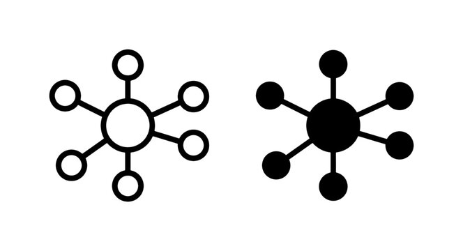Network Connection Icons, Hub and Spoke System, Centralized Data Flow, Abstract Connectivity
