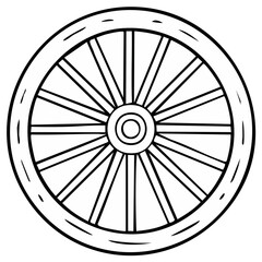 Fototapeta premium Classic Wagon Wheel Outline Drawing Vintage Transportation Element