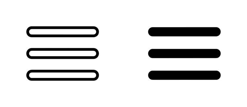 Hamburger Menu Icons, Navigation Symbol Set, Three Lines UI Element, Web Design Interface, Mobile App Button, Vector Graphic