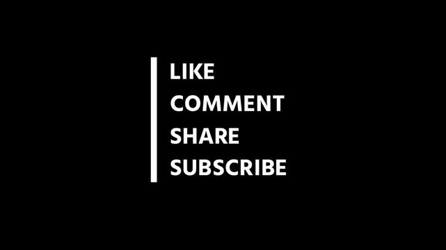 Social media call to action lower third, subscribe and like animation, minimalist white text motion graphic, professional engagement icons for video creators.