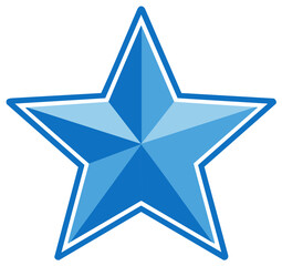 Obraz premium Modern Bright Blue Star Icon Symbol with Faceted Shading and Clean Outline Graphic Design Element