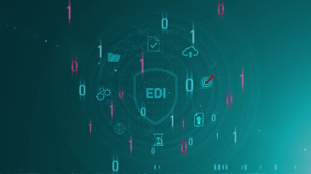 EDI - Electronic Data Interchange concept. optical lager light background