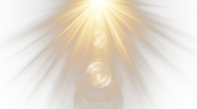 golden light rays with lens flare and glowing circles in dark background