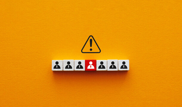Highlighted employee risk warning concept. Team problem management.