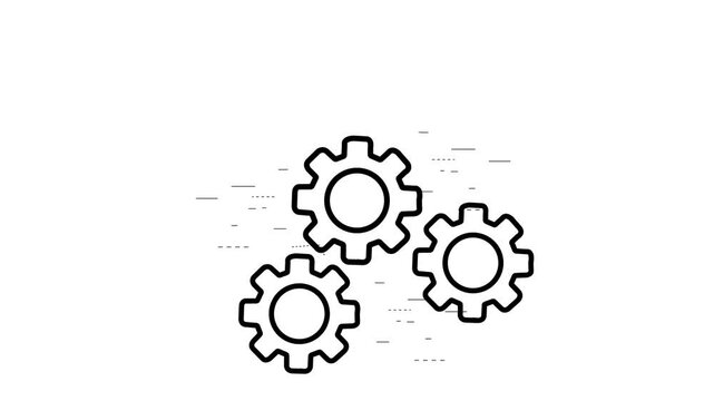 Mechanical Engineering and Teamwork Concept Animation with Three Rotating Gears Working Together Symbolizing Integration Process System Optimization and Industrial Progress 4k , with video animation.