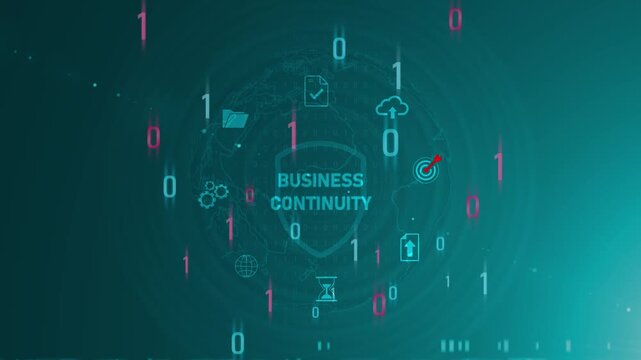 Business Continuity concept .Backup, Duplication, Communication, Recovery, flexibility, Contingency, Planning, Training, Testing, optical lager light background