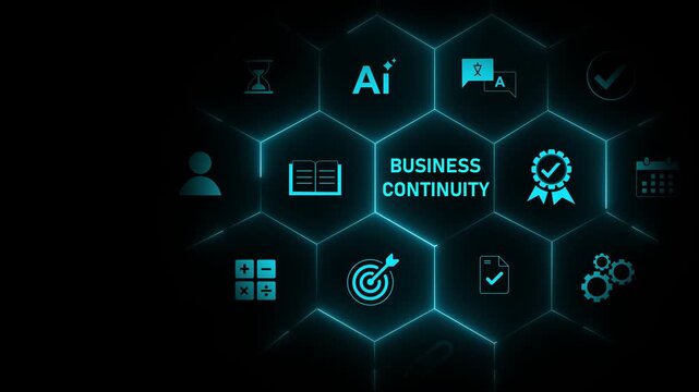 Business Continuity concept .Backup, Duplication, Communication, Recovery, flexibility, Contingency, Planning, Training, Testing, optical lager light background