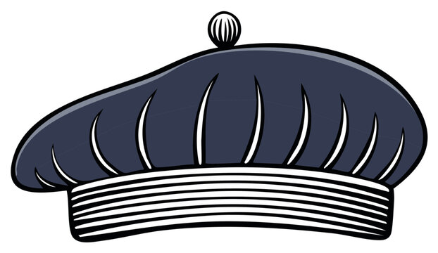 Stylish Blue Beret Hat Graphic Illustration Traditional Headwear Fashionable Berets Accessories Clothing Attire Elegant